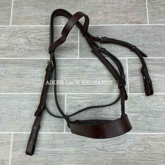 KL Select Foxwell Flat Hunt Bridle with Matching Laced Reins, Brown, Size Full
