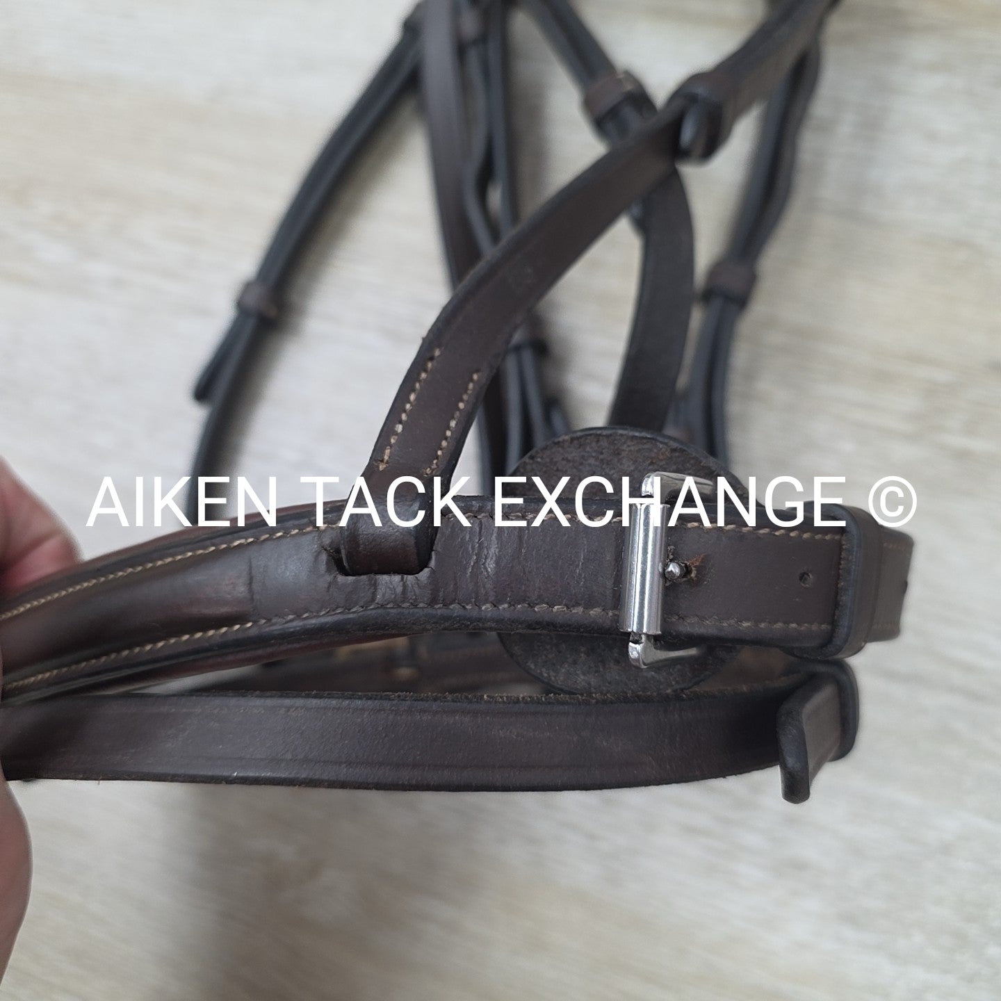 Dy'on Flash Noseband Bridle and Snap Hook with Matching Rubber Reins, Brown, Siz