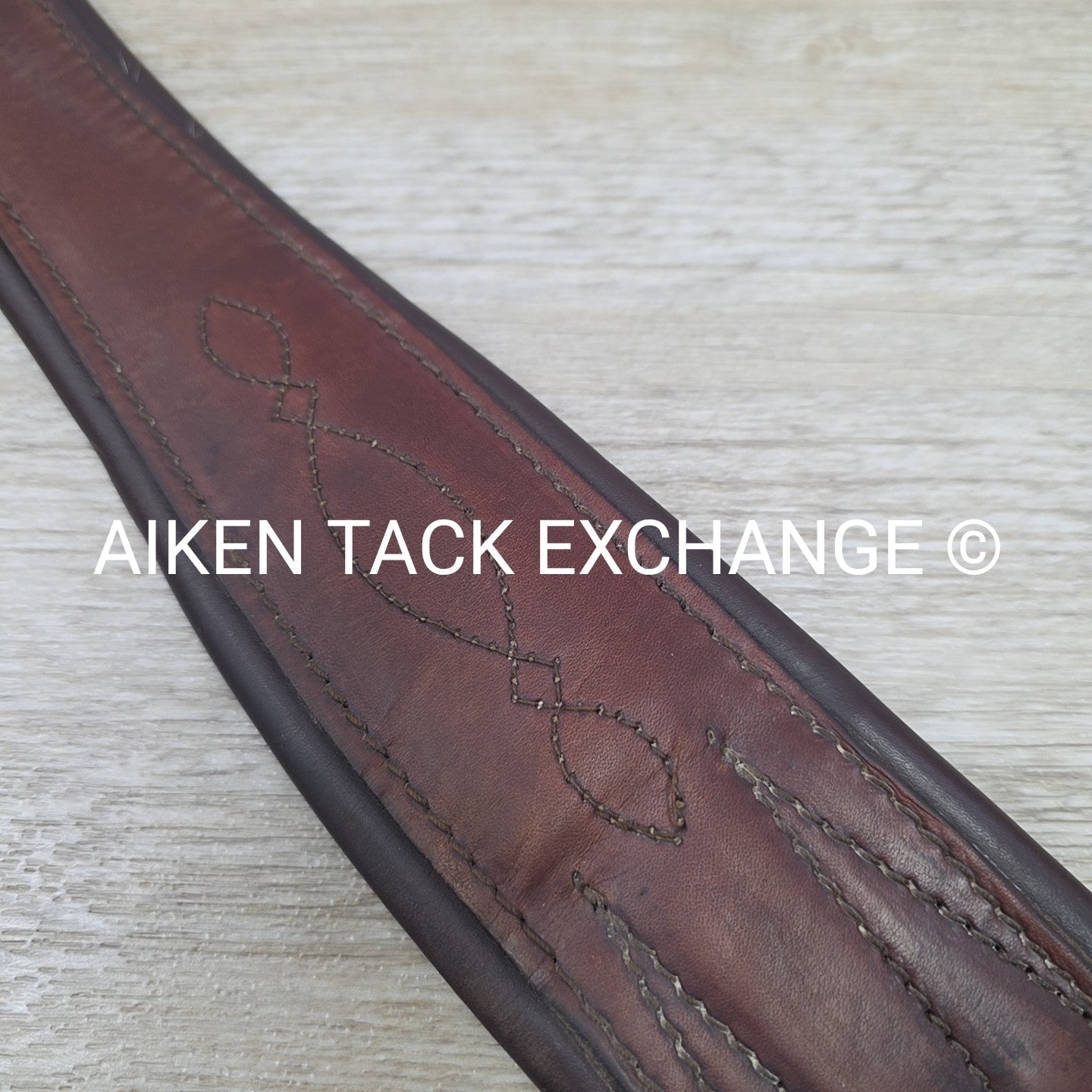 Fancy Stitched Leather Girth with Single Ends Elastic, Brown, 48"
