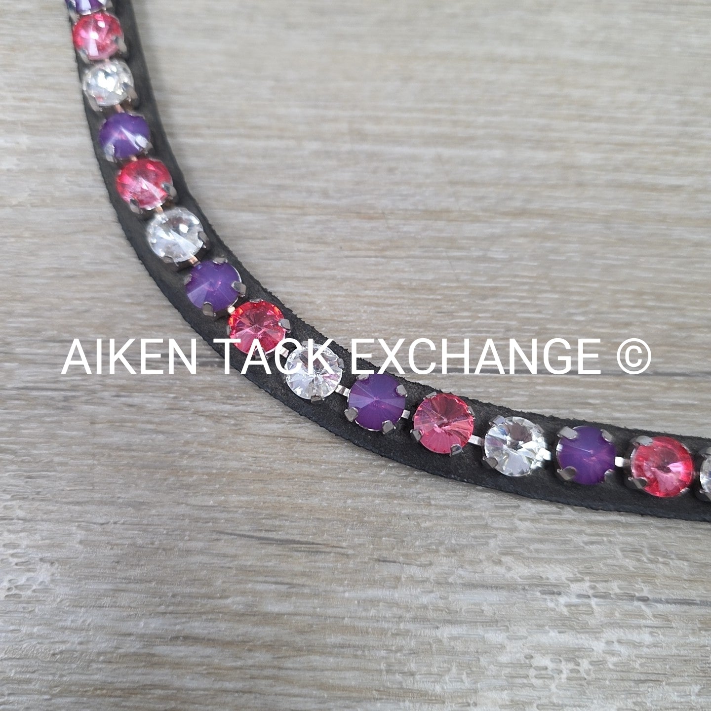 HKM Cherry Browband, Black with Pink, Purple, & Clear, Size Full