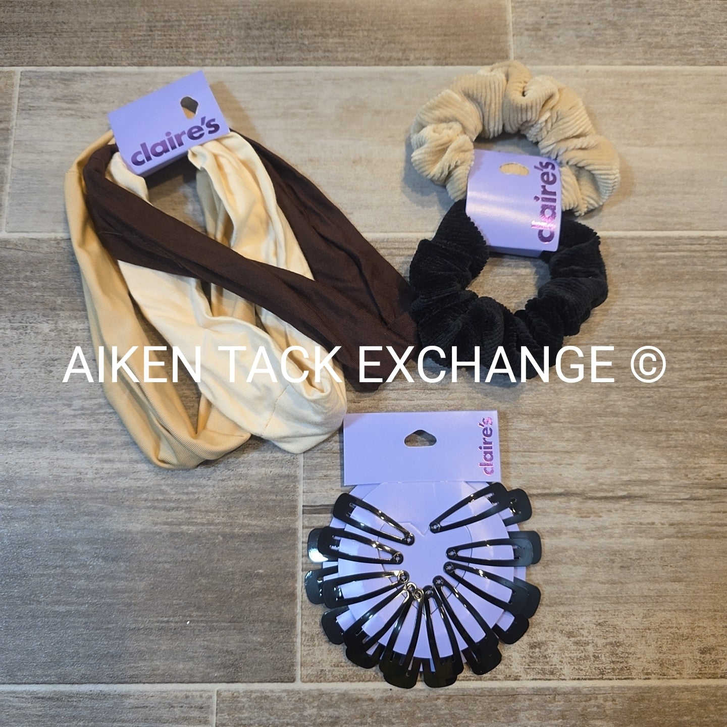 Claire's Hair Bundle - 2 Scrunchies, 2 Headbands, Hair Clip Set