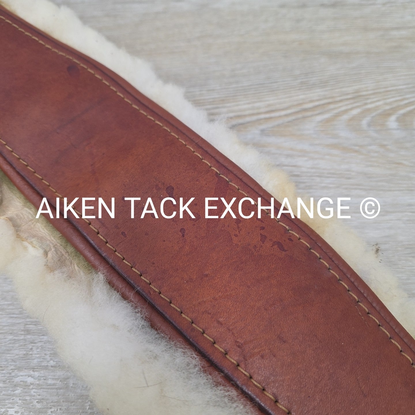 Edgewood Fancy Stitch Velcro Sheepskin Girth with Single End Elastic, Brown, 48"