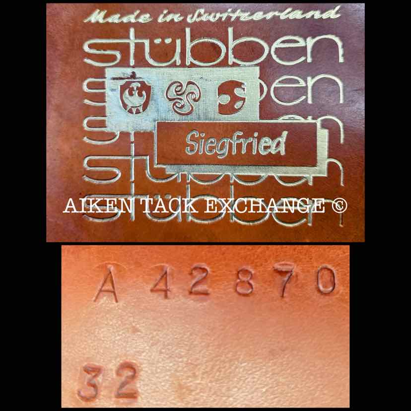 **SOLD** Stubben Siegfried Saddle, 17" Seat, 32cm Tree - Wide, Wool Flocked Panels