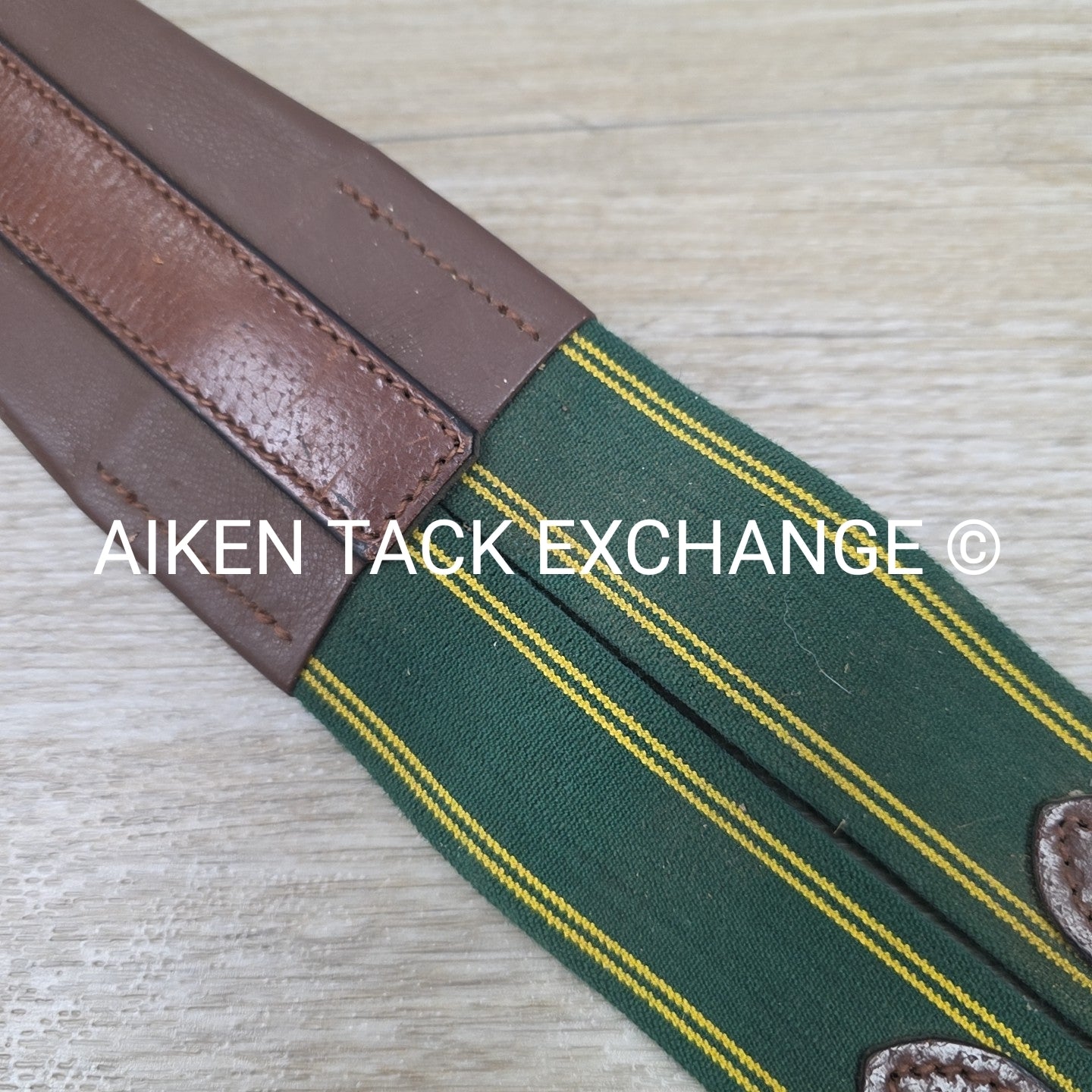 Leather Girth with Single End Elastic, Brown, 40"