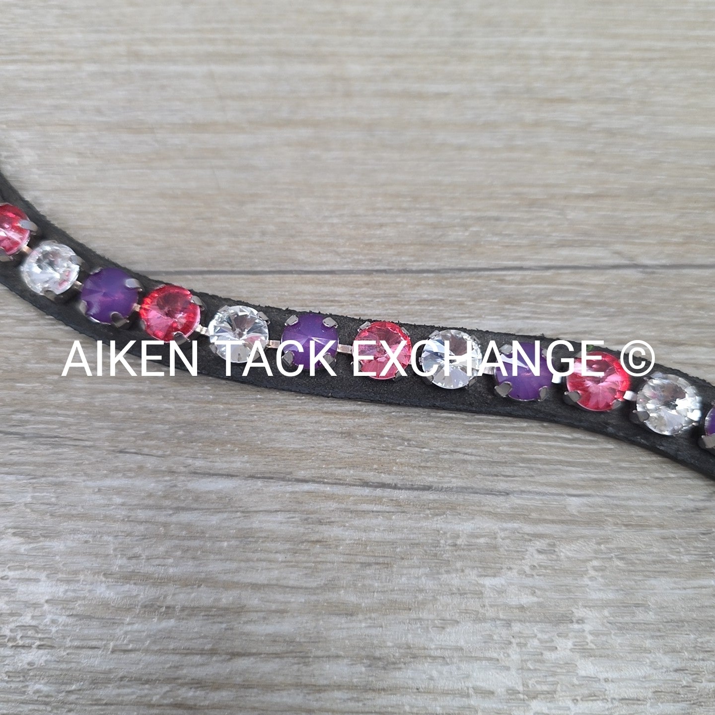 HKM Cherry Browband, Black with Pink, Purple, & Clear, Size Full