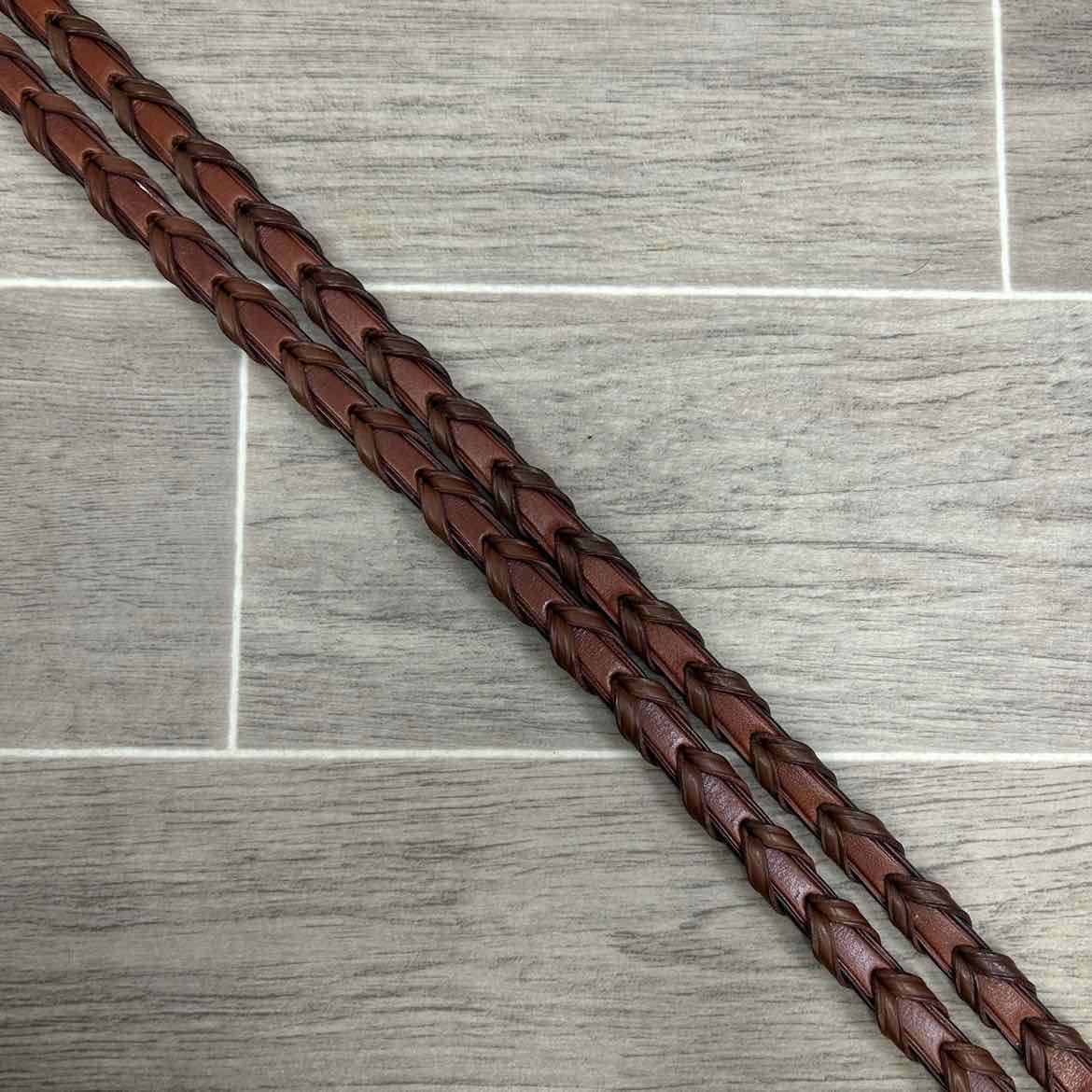 Harmohn Kraft Flat Laced Reins, Brown, 1/2" x 50", Brand New