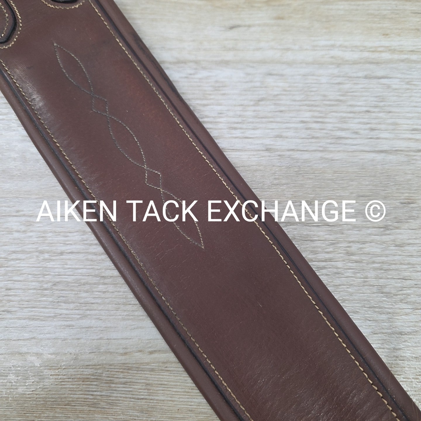 Leather Girth with Single End Elastic, Brown, 52"