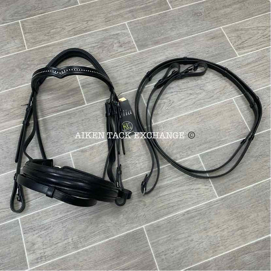 KL Select KL Italia Pirouette Flash Dressage Bridle with Reins, Oversize