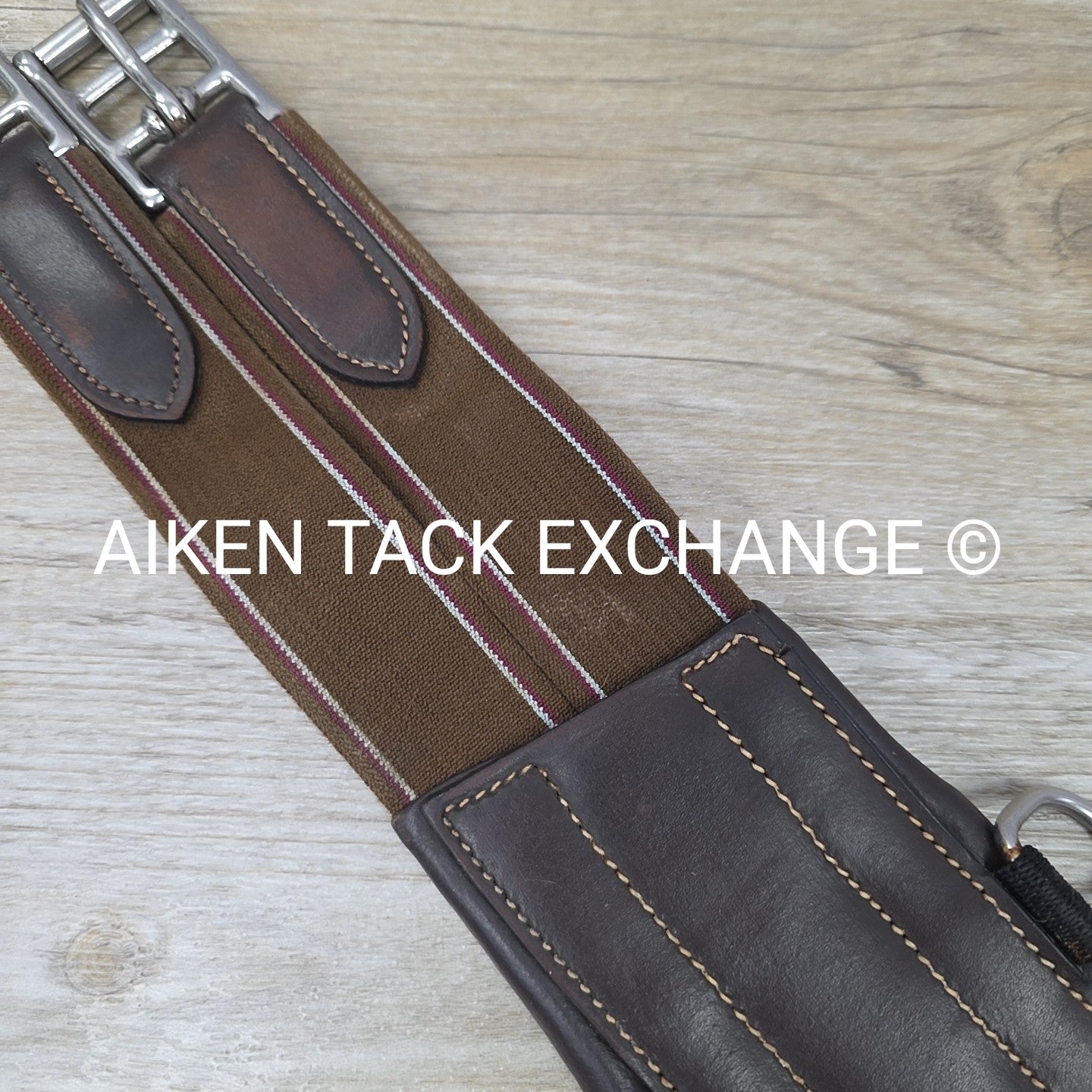 Leather Girth with Single End Elastic, Brown, 40"