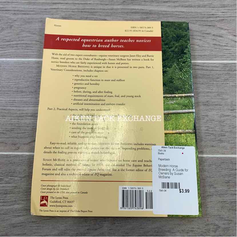 Modern Horse Breeding: A Guide for Owners by Susan McBane