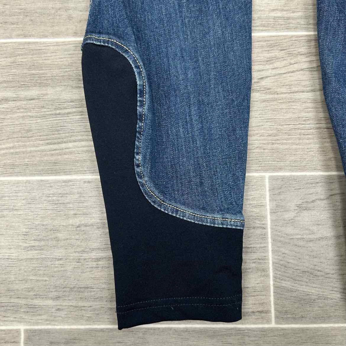 Schockemohle Lyra Silicone Grip Knee Patch Denim Breeches, Size 28 R