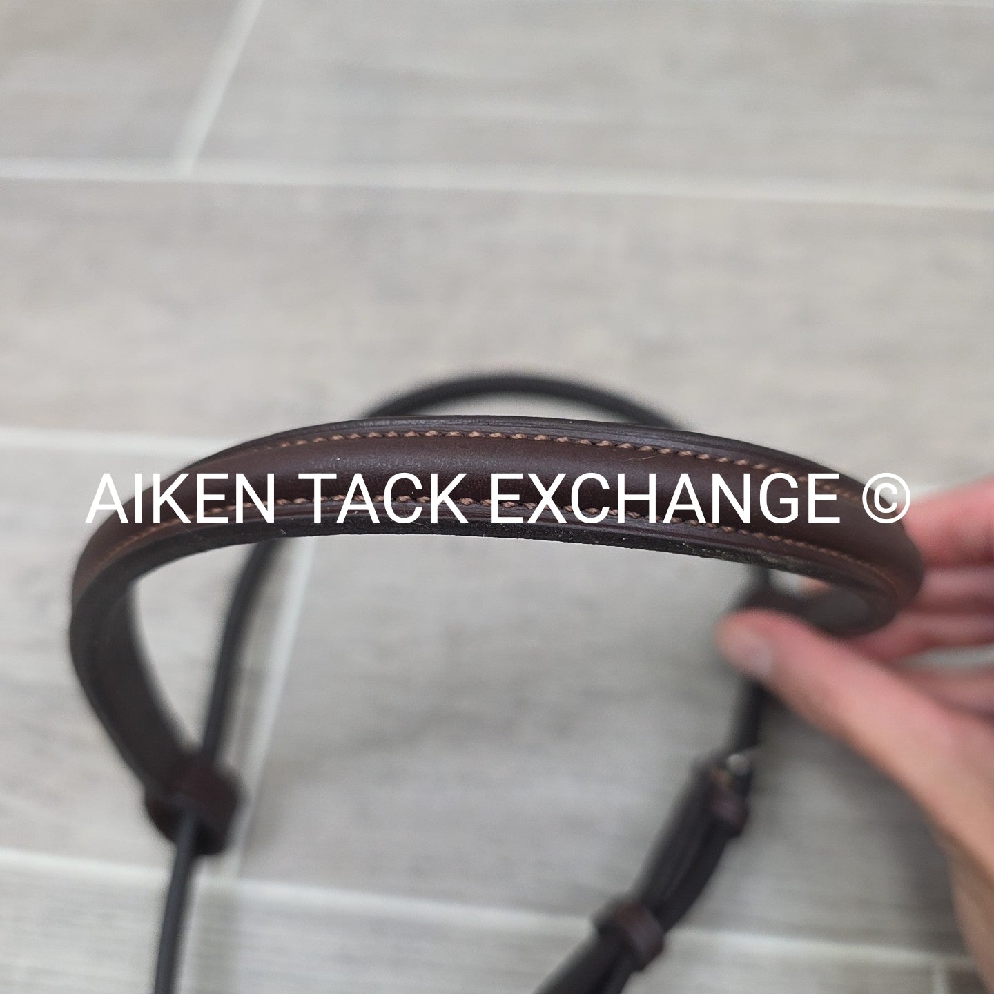 Plain Raised Noseband with Matching Browband, Brown, Size Full