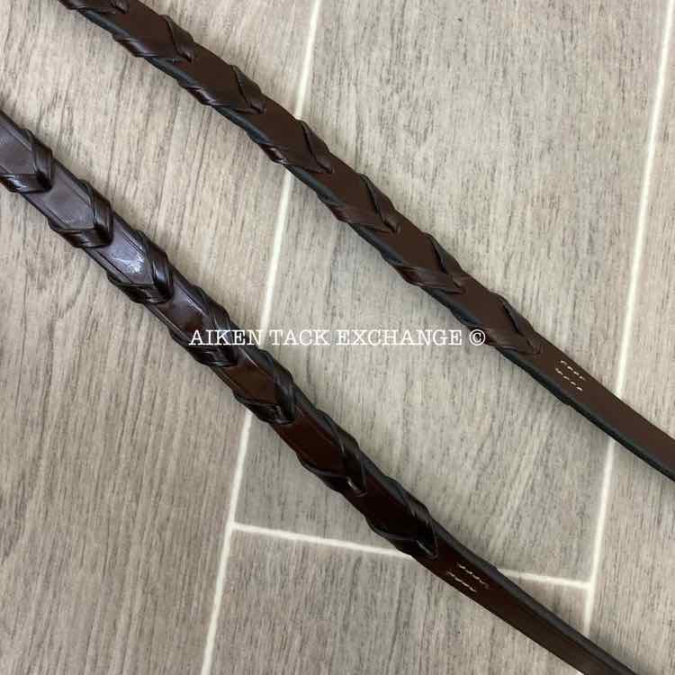 KL Select Red Barn Raised Fancy Stitch Laced Reins 54" Like-New