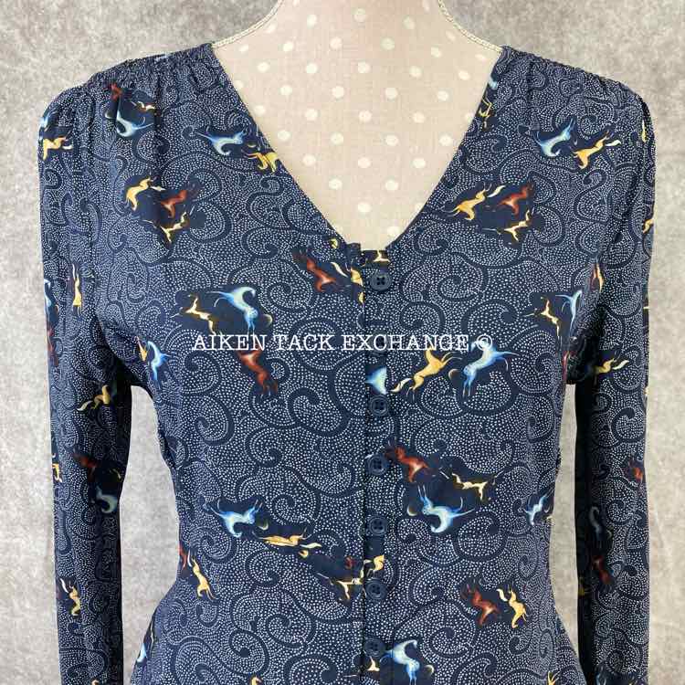 Kerrits EQL Model Button Front Dress, Indigo Starry Horse, Size Small