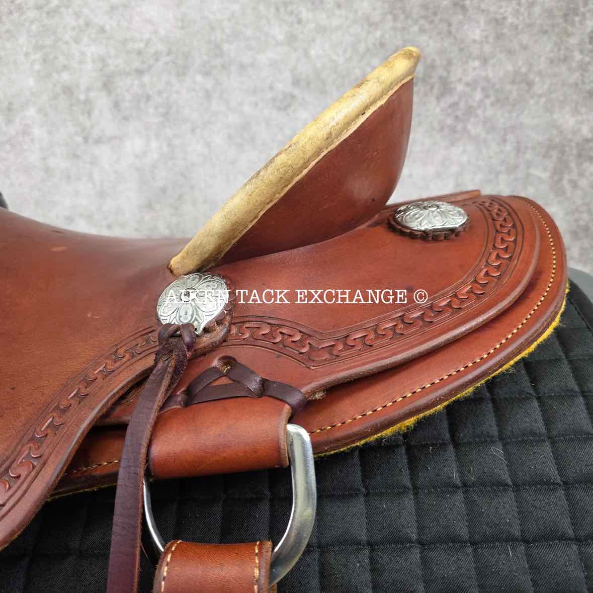 RW Bowman Mike Branch Natural Ride Western Saddle, 16" Seat, Wide Tree - Full QH Bars