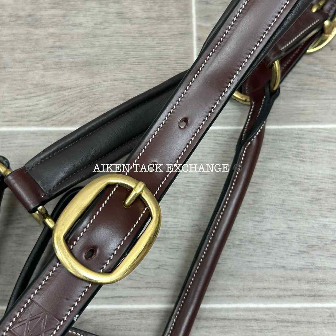 KL Select Red Barn Rachel Padded Leather Halter, Brown/Brass, Size Cob