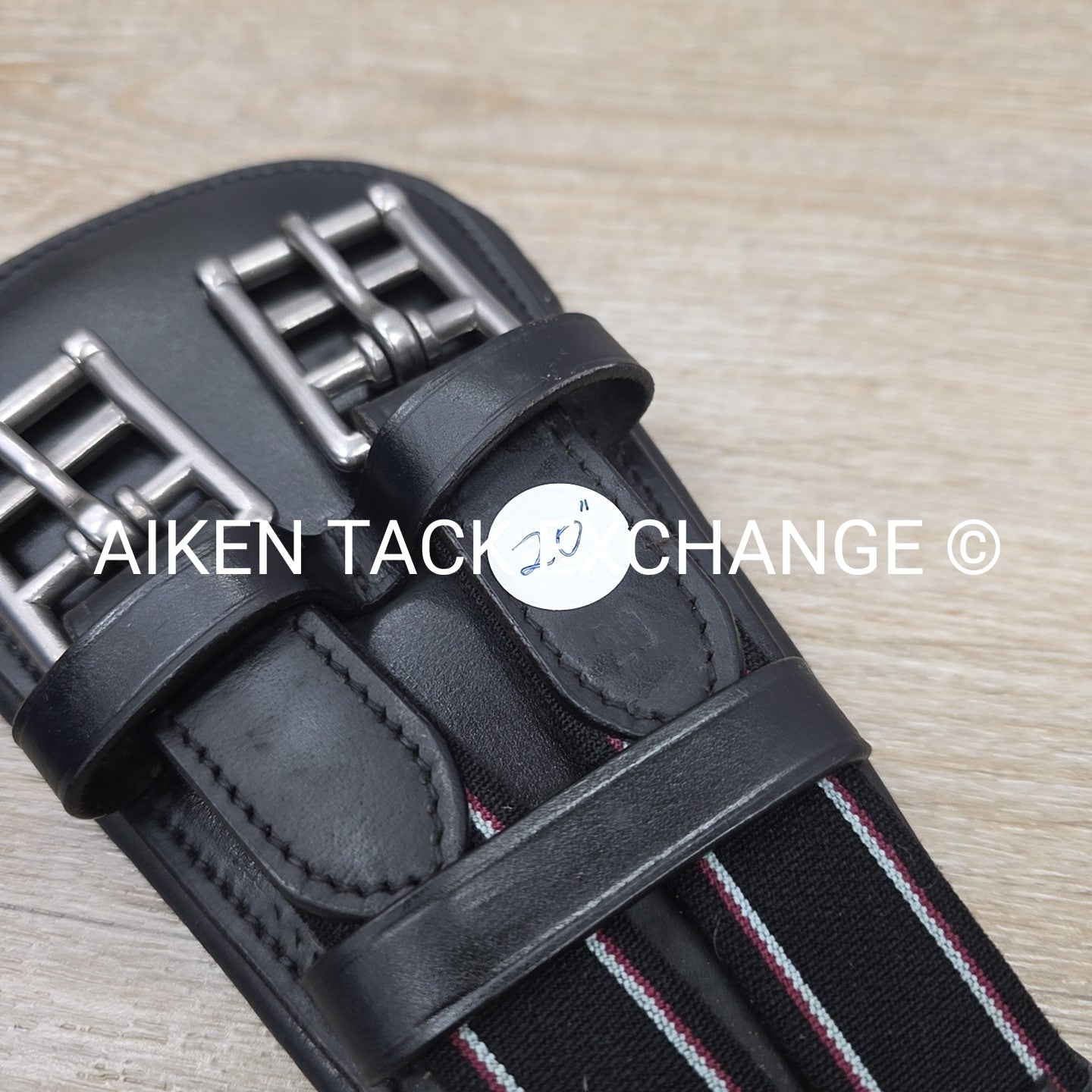 Padded Leather Contour Dressage Girth with Double End Elastic, Black, 20"
