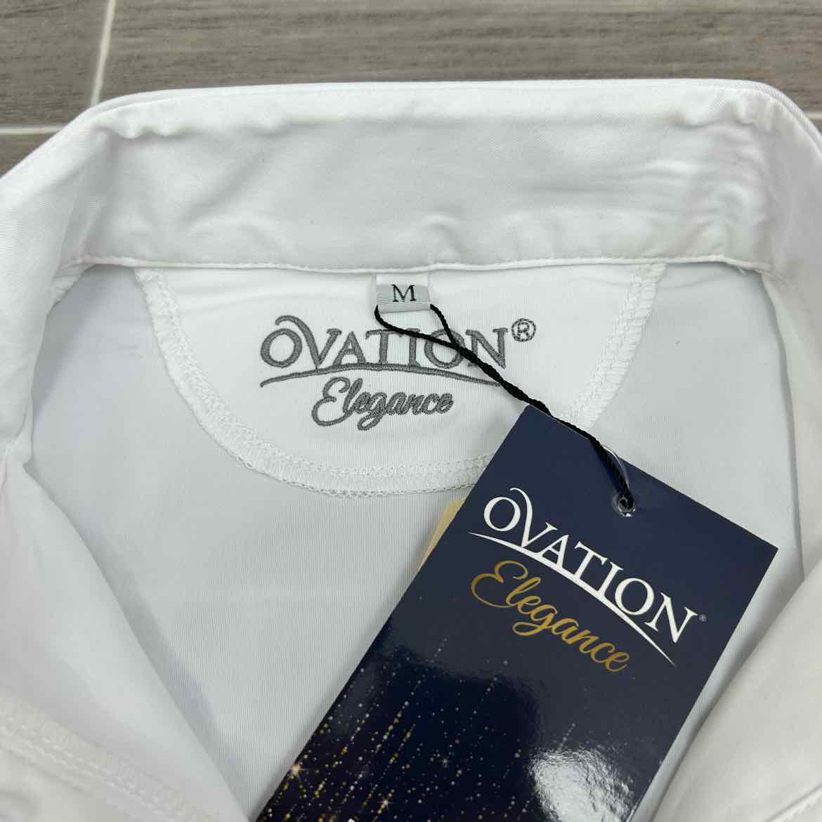 Ovation Elegance Long Sleeve Show Shirt, White, Size Medium