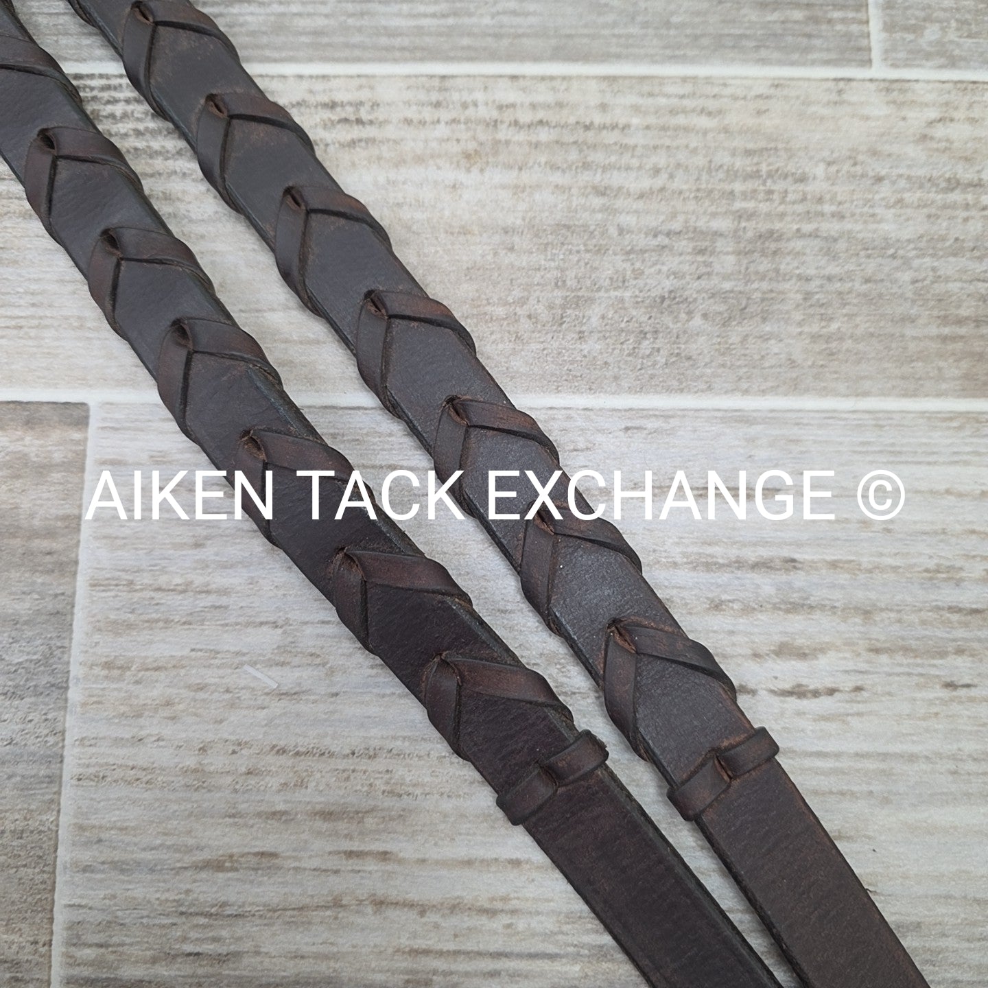 Flat Laced Reins, Brown, 62"