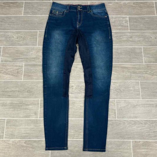 2KGrey Denim Full Seat Breeches, Size 30