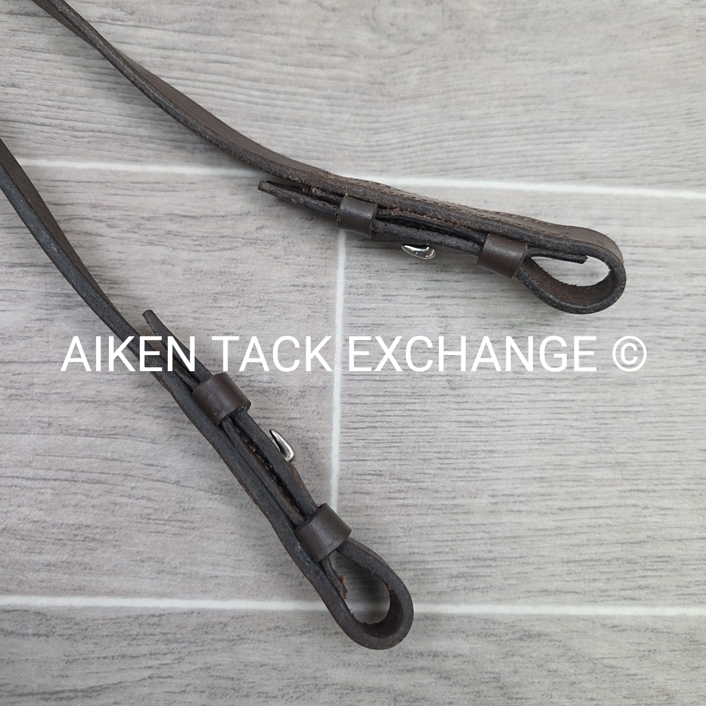 Plain Flat Leather Reins, Brown, 55"