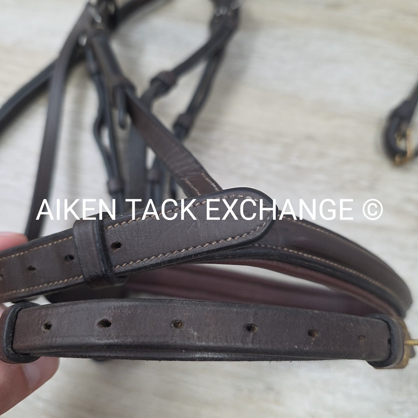 Dy'on Flash Noseband Bridle and Snap Hook with Matching Rubber Reins, Brown, Siz