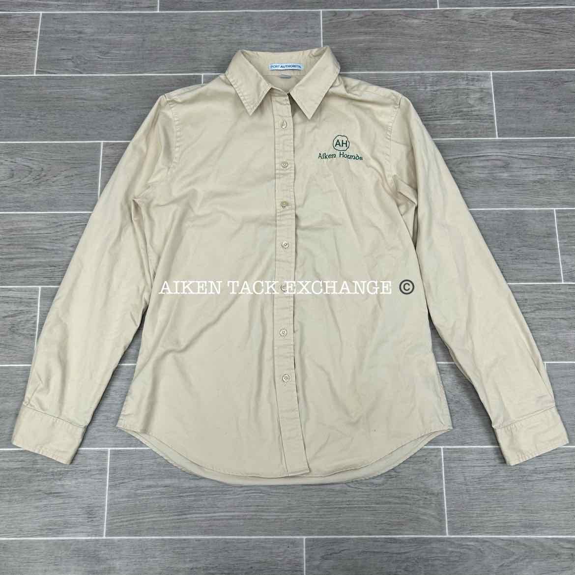 Aiken Hounds Long Sleeve Button Down Top, Size Medium