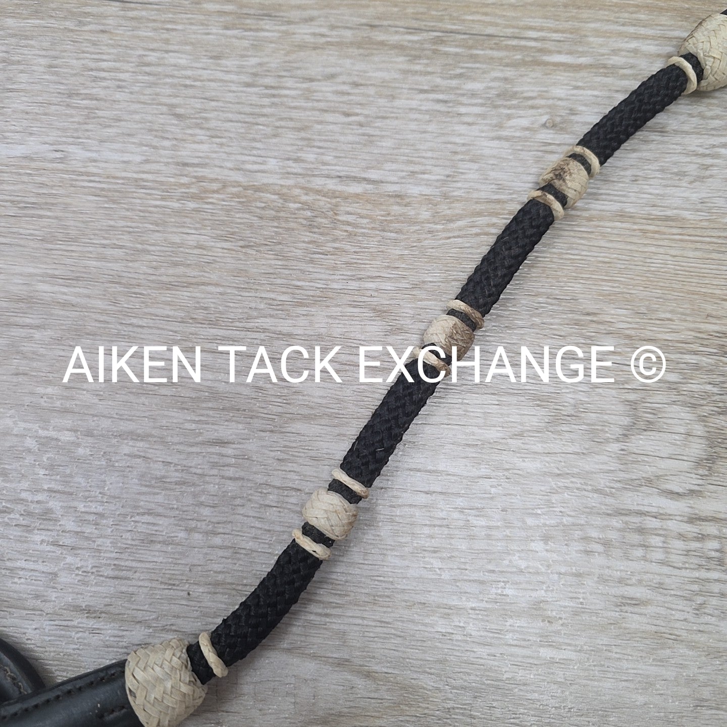 Western Breastplate with Braided Rawhide, Black, Size Cob