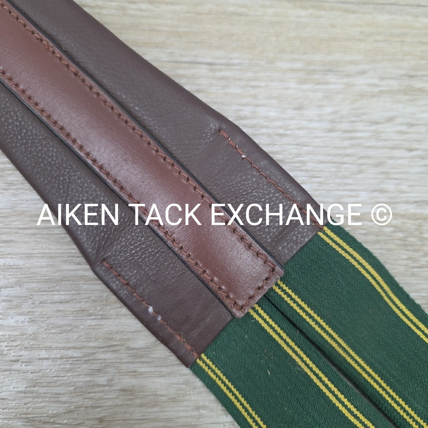 Leather Girth with Single End Elastic, Brown, 38"