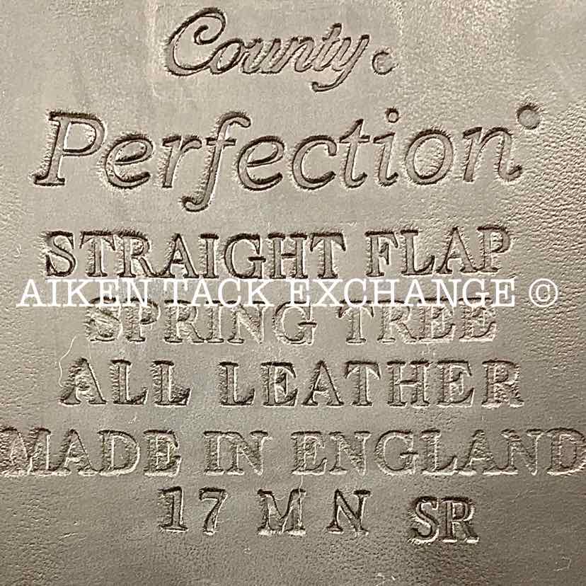 **SOLD** 2016 County Perfection Dressage Saddle, 17" Seat, Medium Narrow Tree, Wool Flocked Skid Row Panels