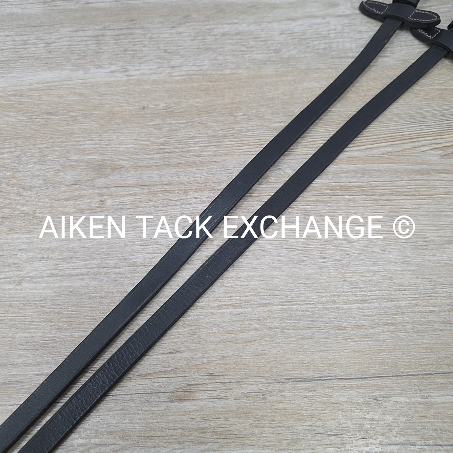 Leather Reins with Hand Grips, Black, 58"