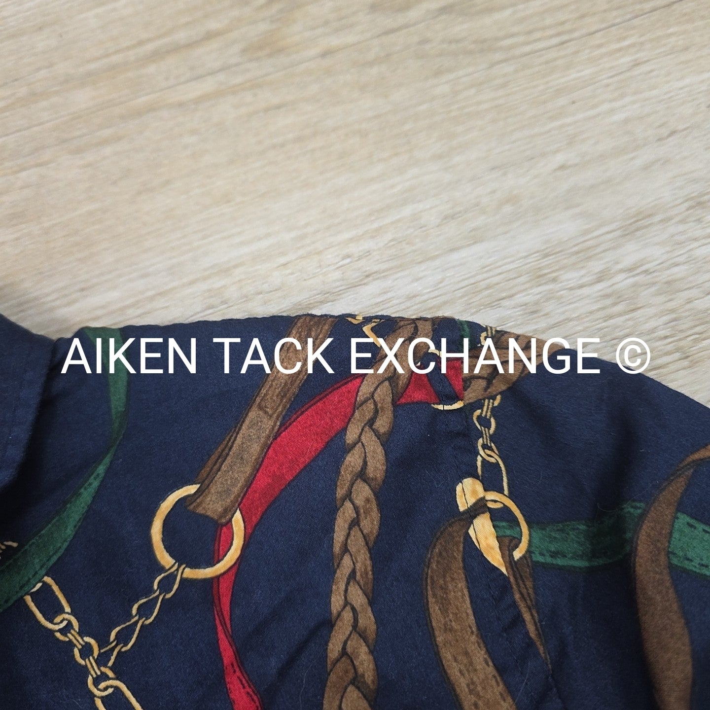Lauren by Ralph Lauren Equestrian Print Long Sleeve Top, Size Medium
