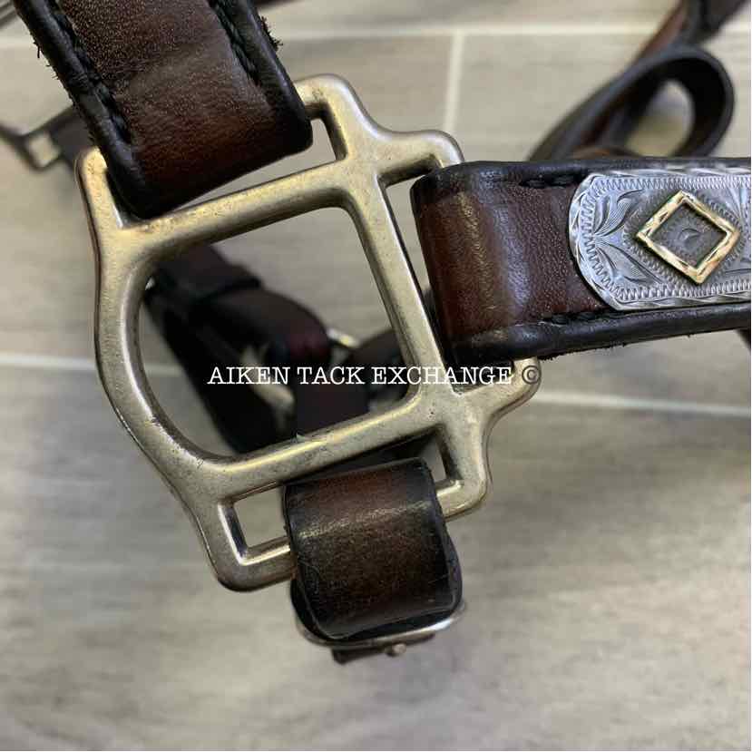 Tory Leather Silver Plated Diamond Show Halter, Size Full