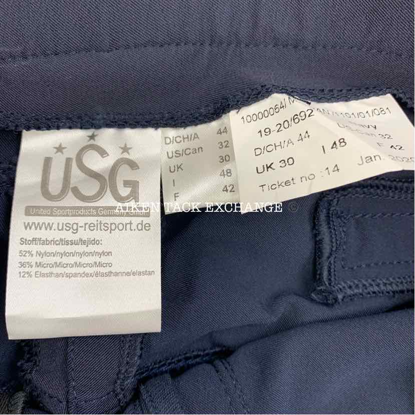 KL Select USG "Meghan" Silicone Grip Full Seat Breeches, Size 32