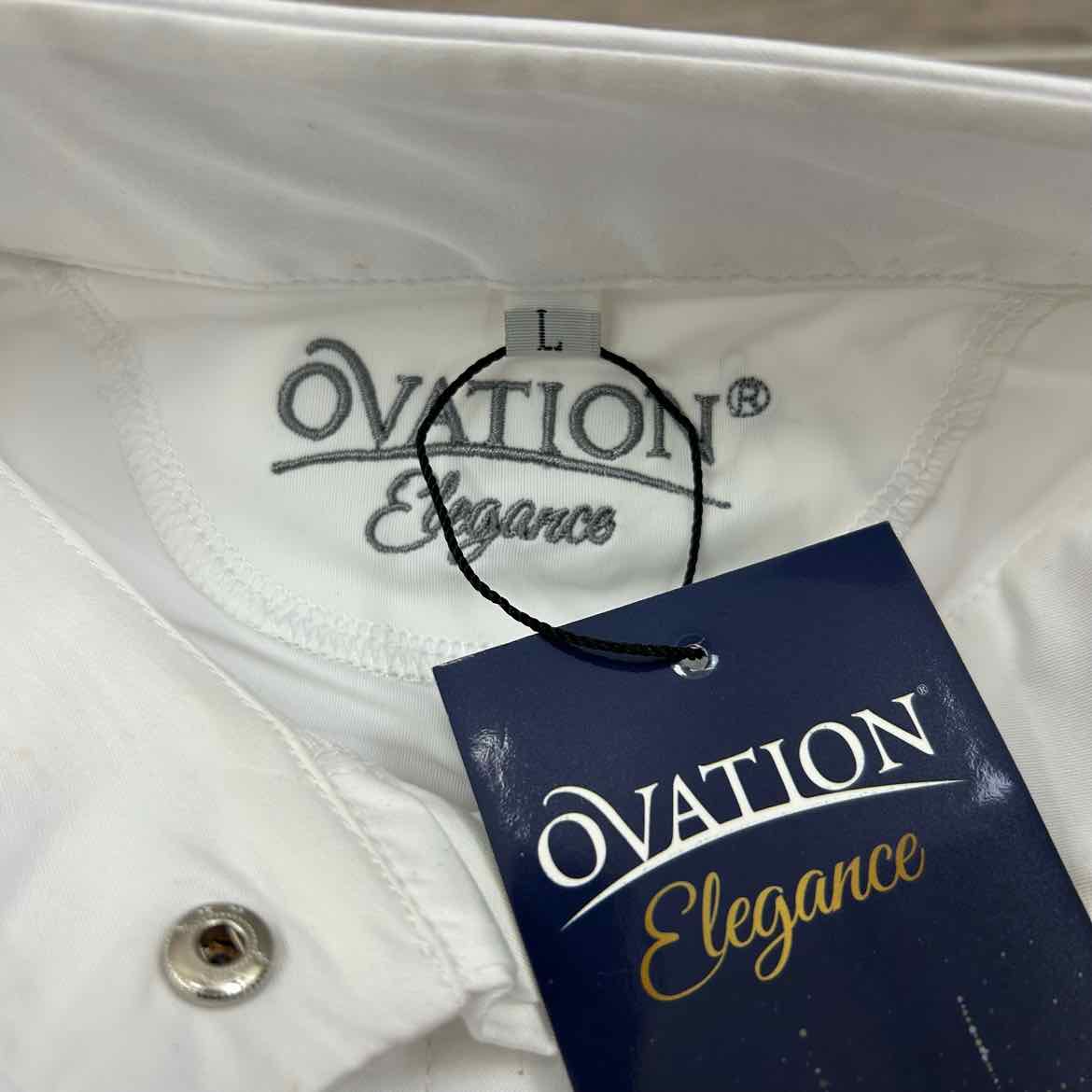 Ovation Elegance Long Sleeve Show Shirt, White, Size Large