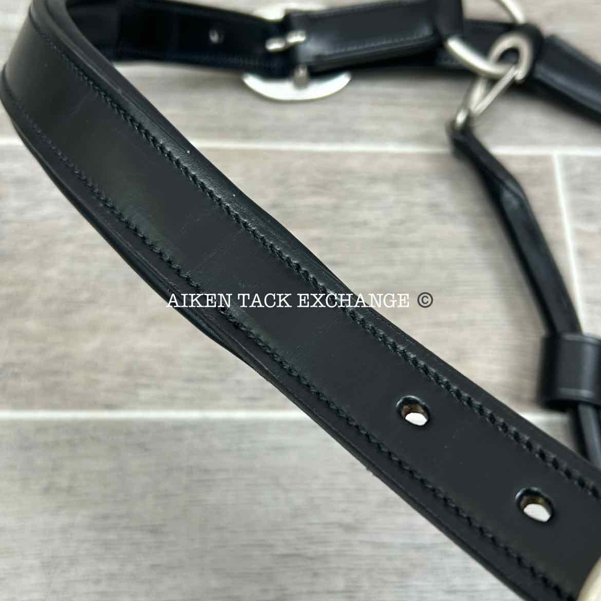 KL Select Red Barn Padded Leather Halter, Black/Nickel, Size Full