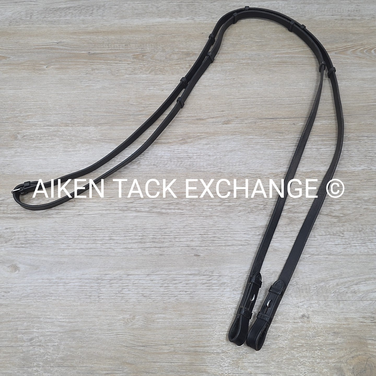 Leather Reins with Hand Stops, Black, Size Full