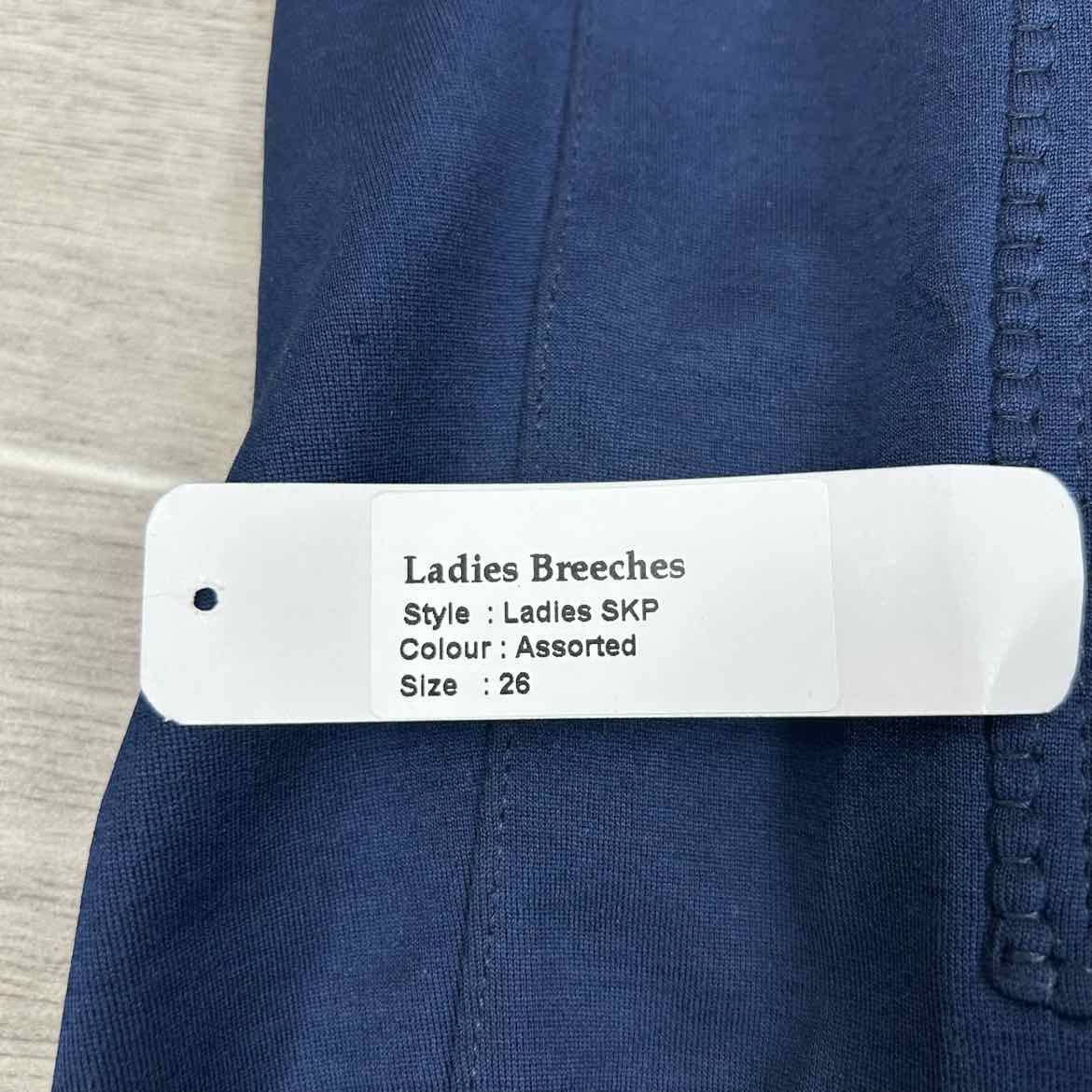 Eqituff Women's Knee Patch Breeches, Navy, Size 26, Brand New