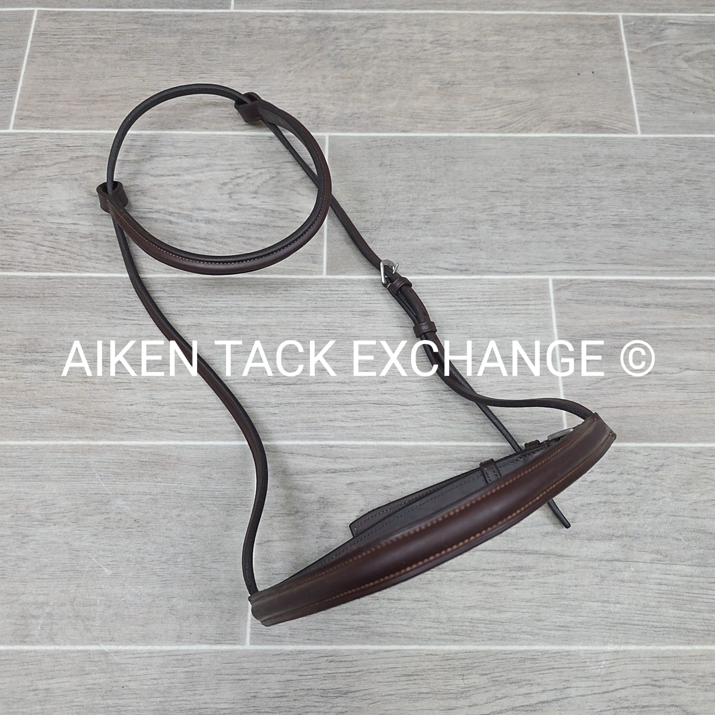Plain Raised Noseband with Matching Browband, Brown, Size Full