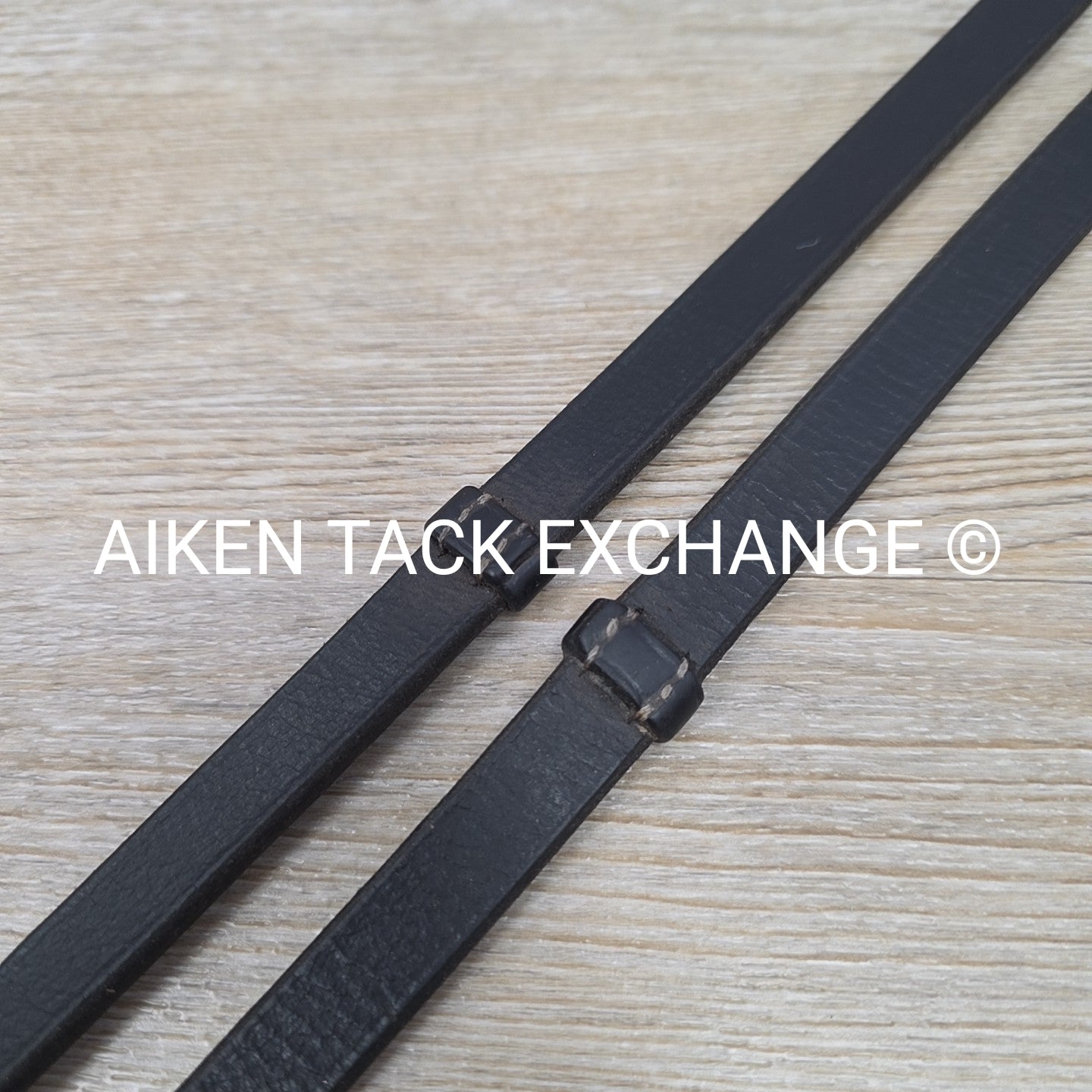 Leather Reins with Hand Grips, Black, 58"