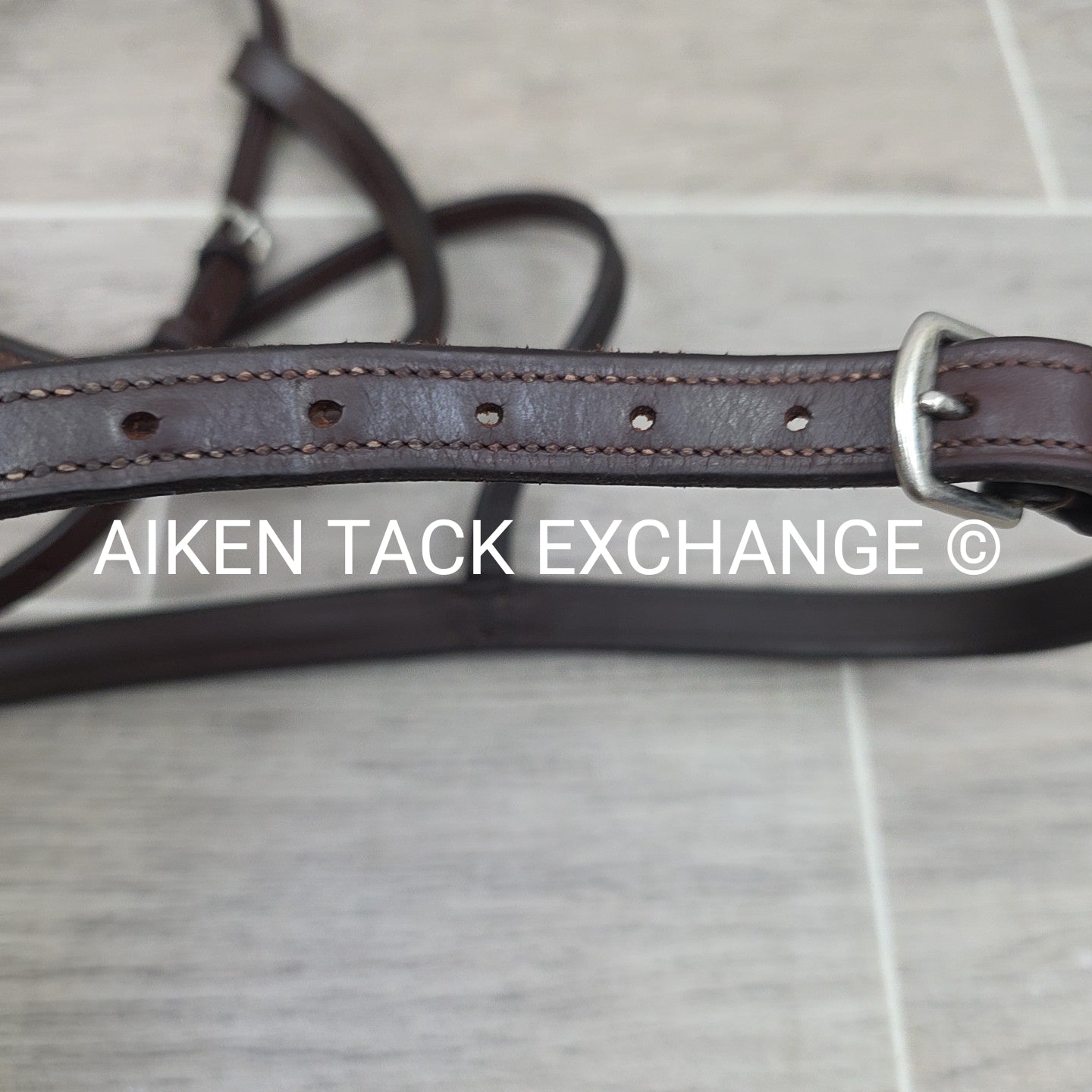 Plain Raised Noseband with Matching Browband, Brown, Size Full