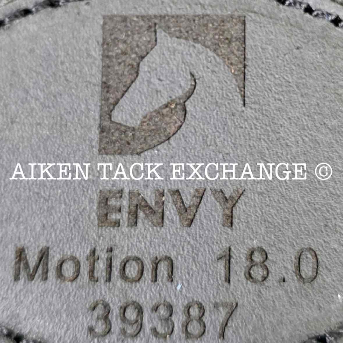 2023 Envy by Custom Saddlery Motion Monoflap Dressage Saddle, 18" Seat, Adjustable Tree, Wool Flocked Panels