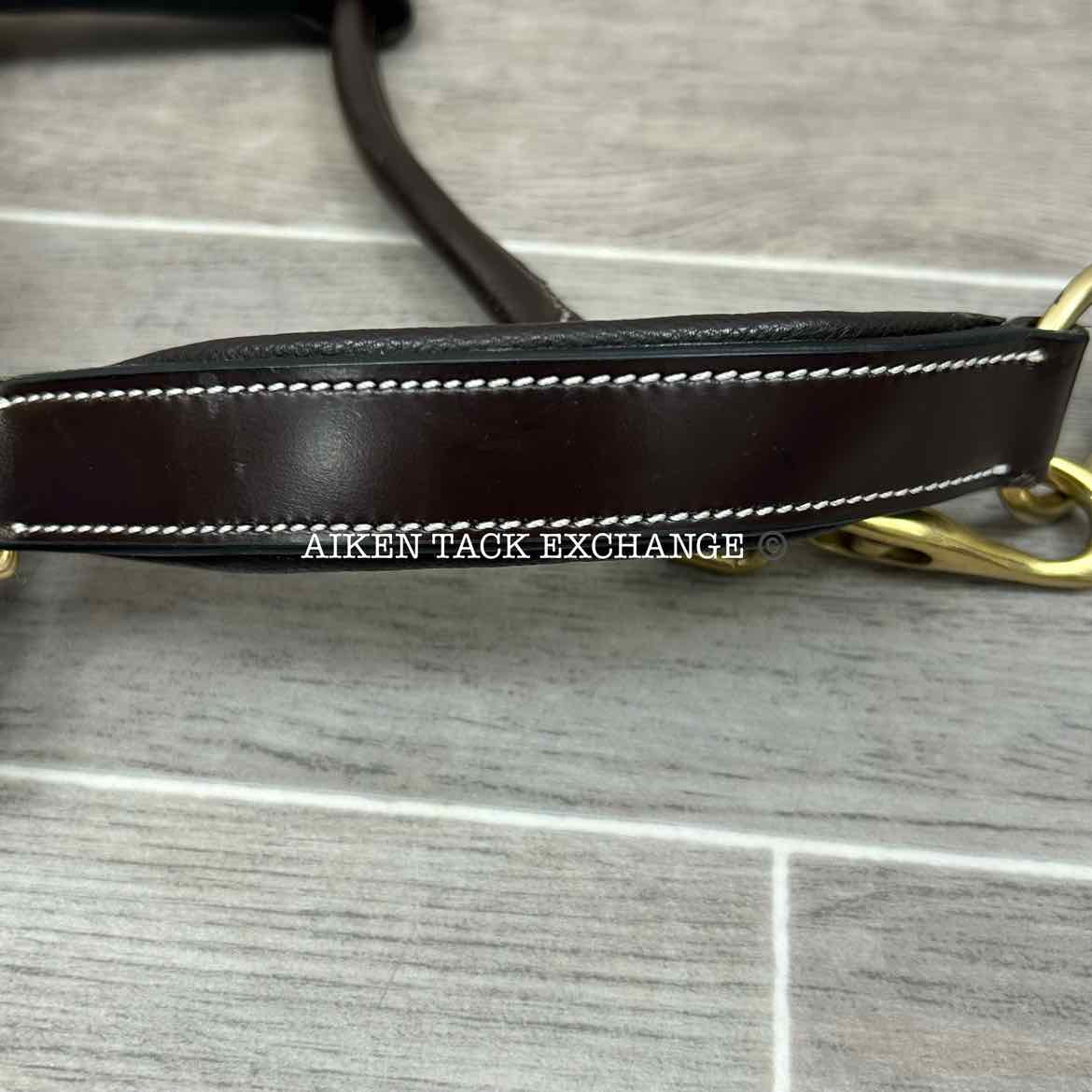 KL Select Black Oak Willow Padded Leather Halter, Brown/Brass, Size Pony