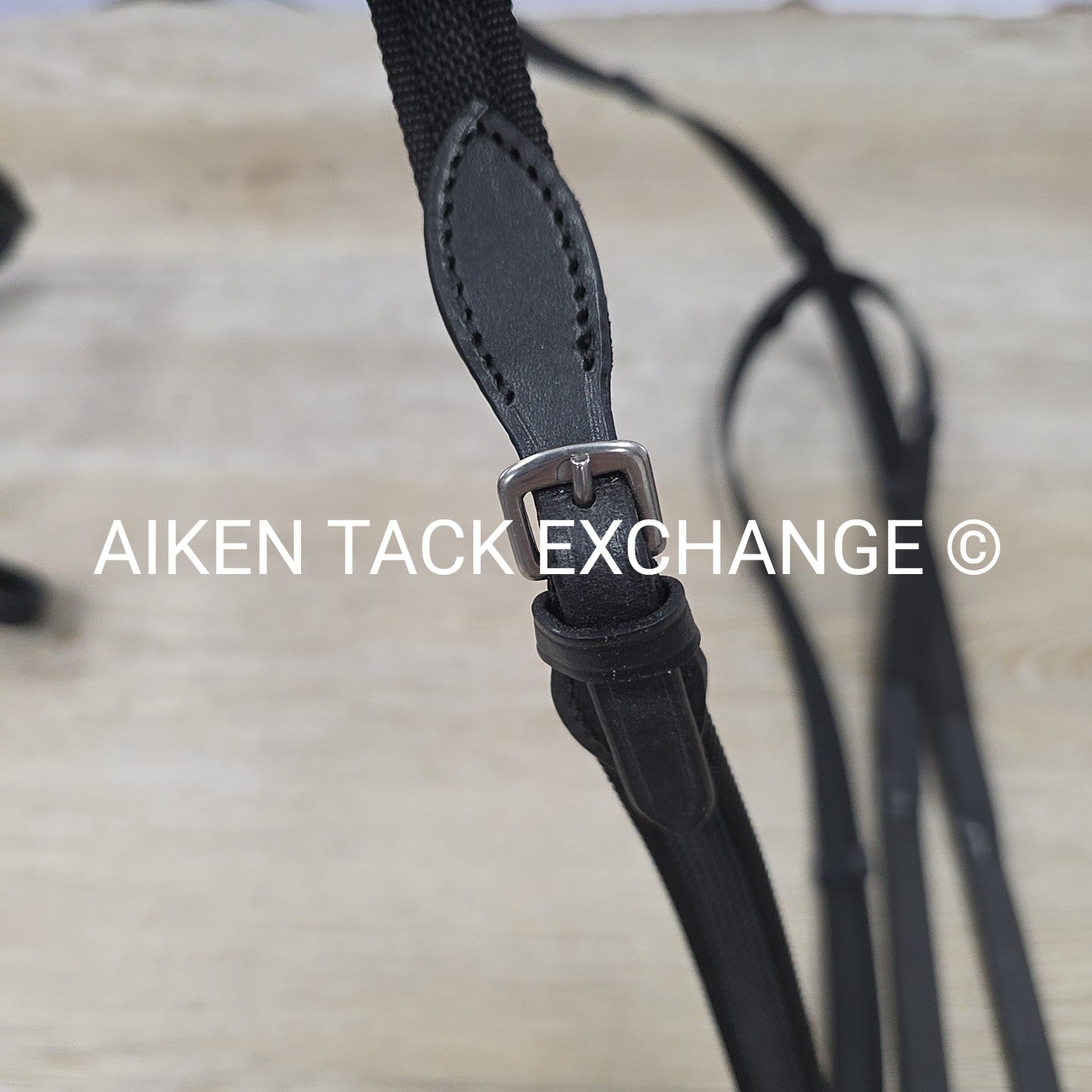 Dover Saddlery Flash Dressage Bridle with Rubber Web Reins, Black, Size Full