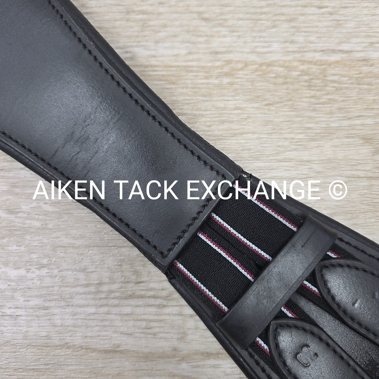 Padded Leather Contour Dressage Girth with Double End Elastic, Black, 30"