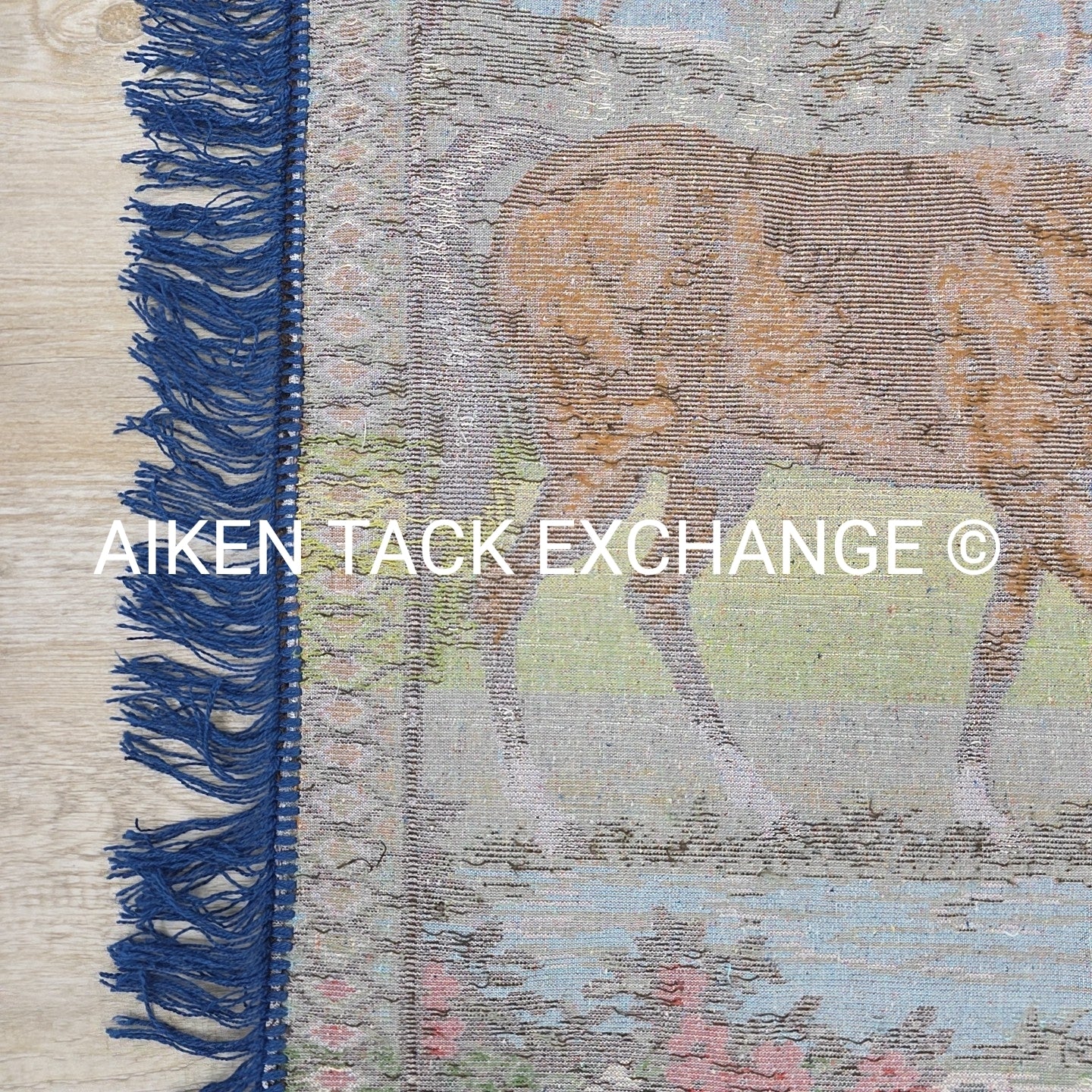 Vintage P & C Woven Velvet Tapestry w/ Horse Scene