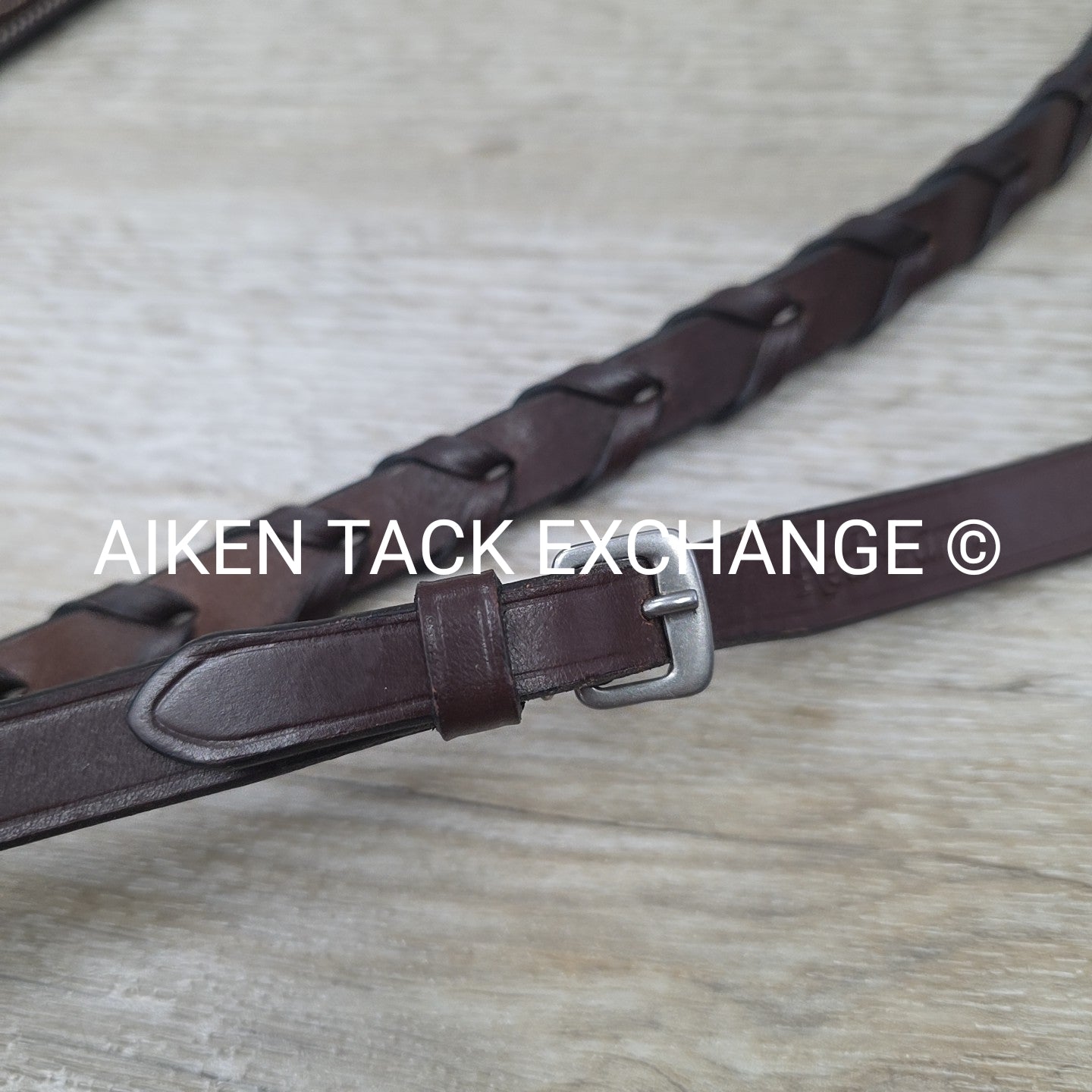 KL Select Red Barn Round Raised Fancy Stitch Laced Reins, Brown, Size Full