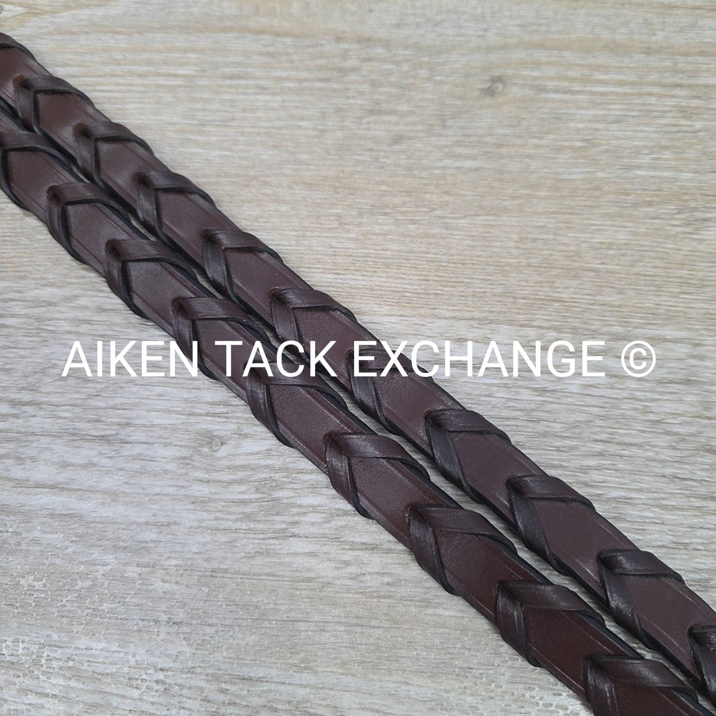 KL Select Red Barn Round Raised Fancy Stitch Laced Reins, Brown, Size Full