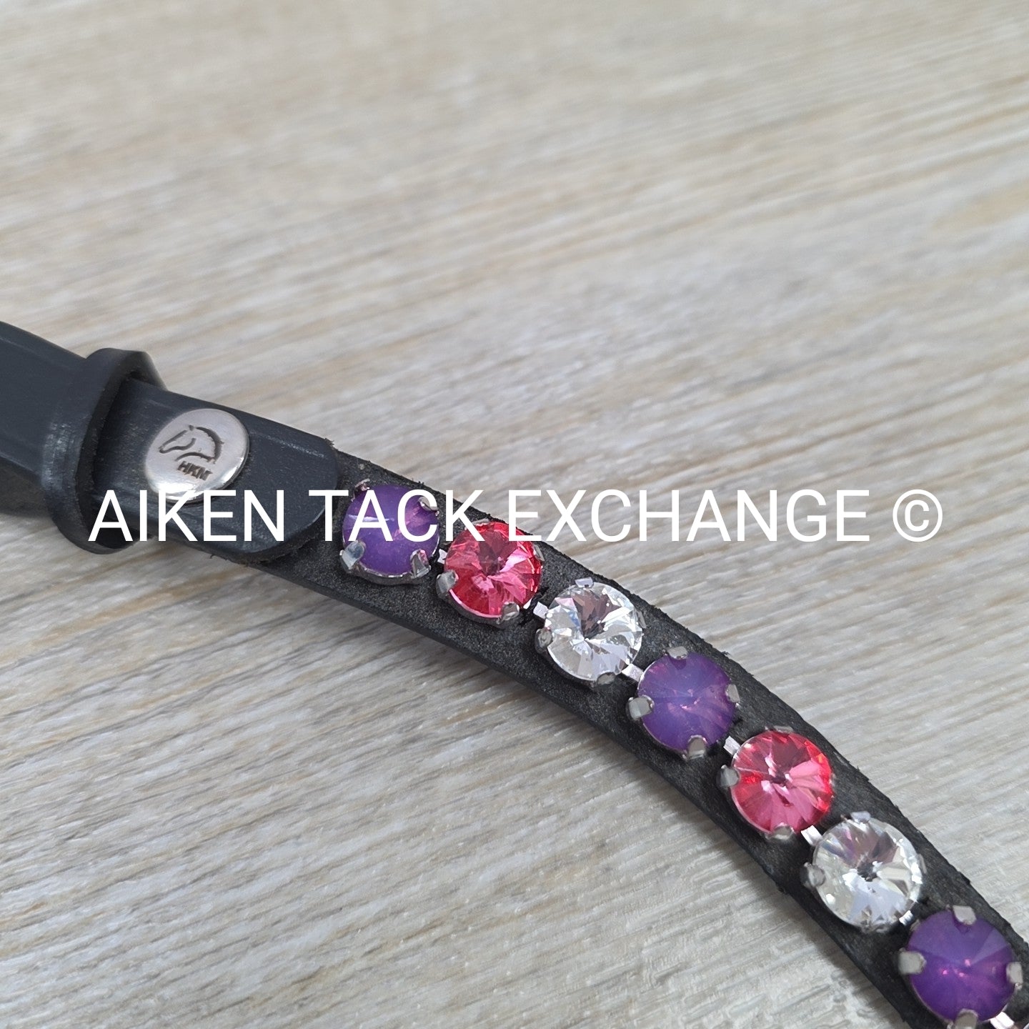 HKM Cherry Browband, Black with Pink, Purple, & Clear, Size Full