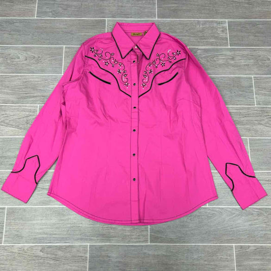 Wrangler Long Sleeve Snap Top, Size Large